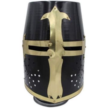 Medieval Warrior Black Templar Brass Crusader Knights Helmet